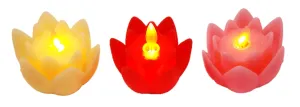 AFTERSTITCH Lotus Flower shape LED candles Lights diya for home decoration (Pack of 3) (Batteries Included) with flickering & blinking effects