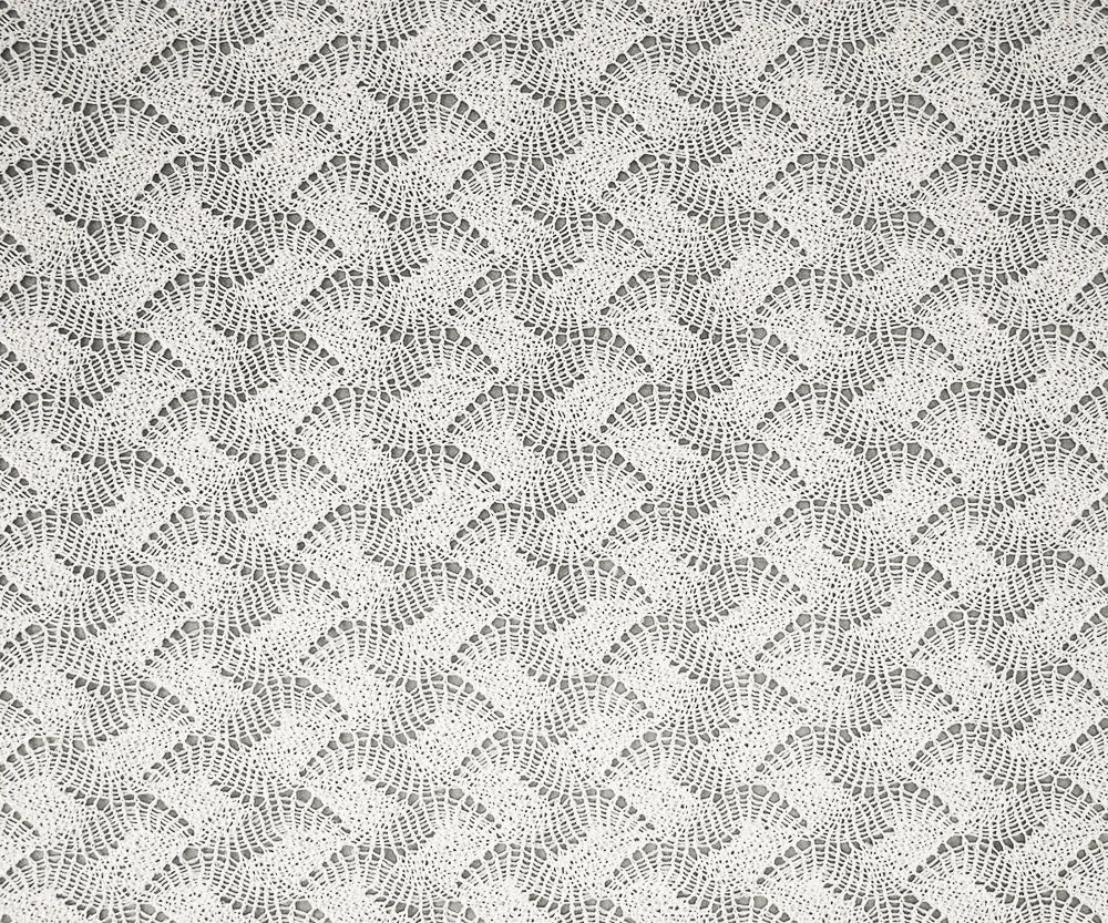 2 YD PC-White Polyester Abstract Weave Pattern Crochet Lace Knit Fabric