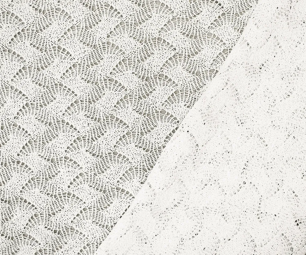 2 YD PC-White Polyester Abstract Weave Pattern Crochet Lace Knit Fabric