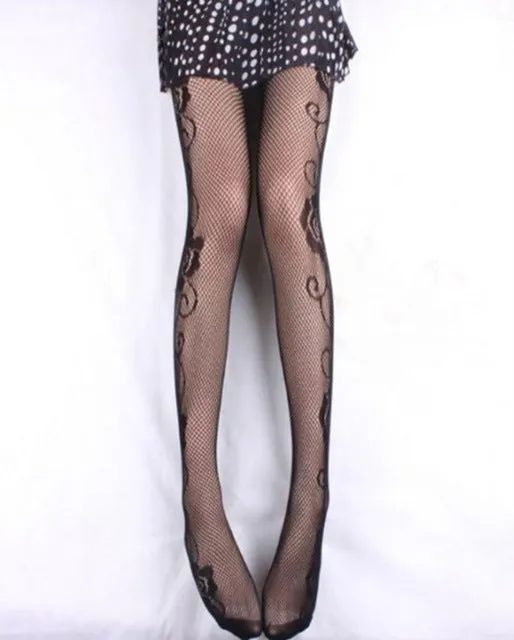 2017 Sexy Women Female Black Fishnet Net Pattern Tights Long Stockings Trouser Jacquard Sheer Hosiery Pantyhose Tights CYK027