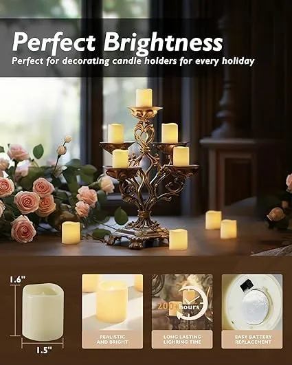 24 Pack, Votive Candle : Novelty Place [Longest Lasting] Battery Operated Flickering Flameless LED Votive Candles (Pack of 24)