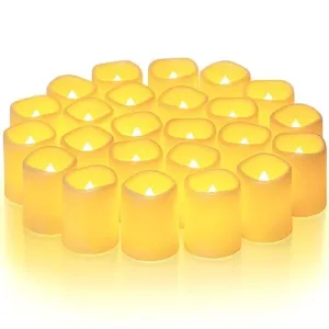 24 Pack, Votive Candle : Novelty Place [Longest Lasting] Battery Operated Flickering Flameless LED Votive Candles (Pack of 24)