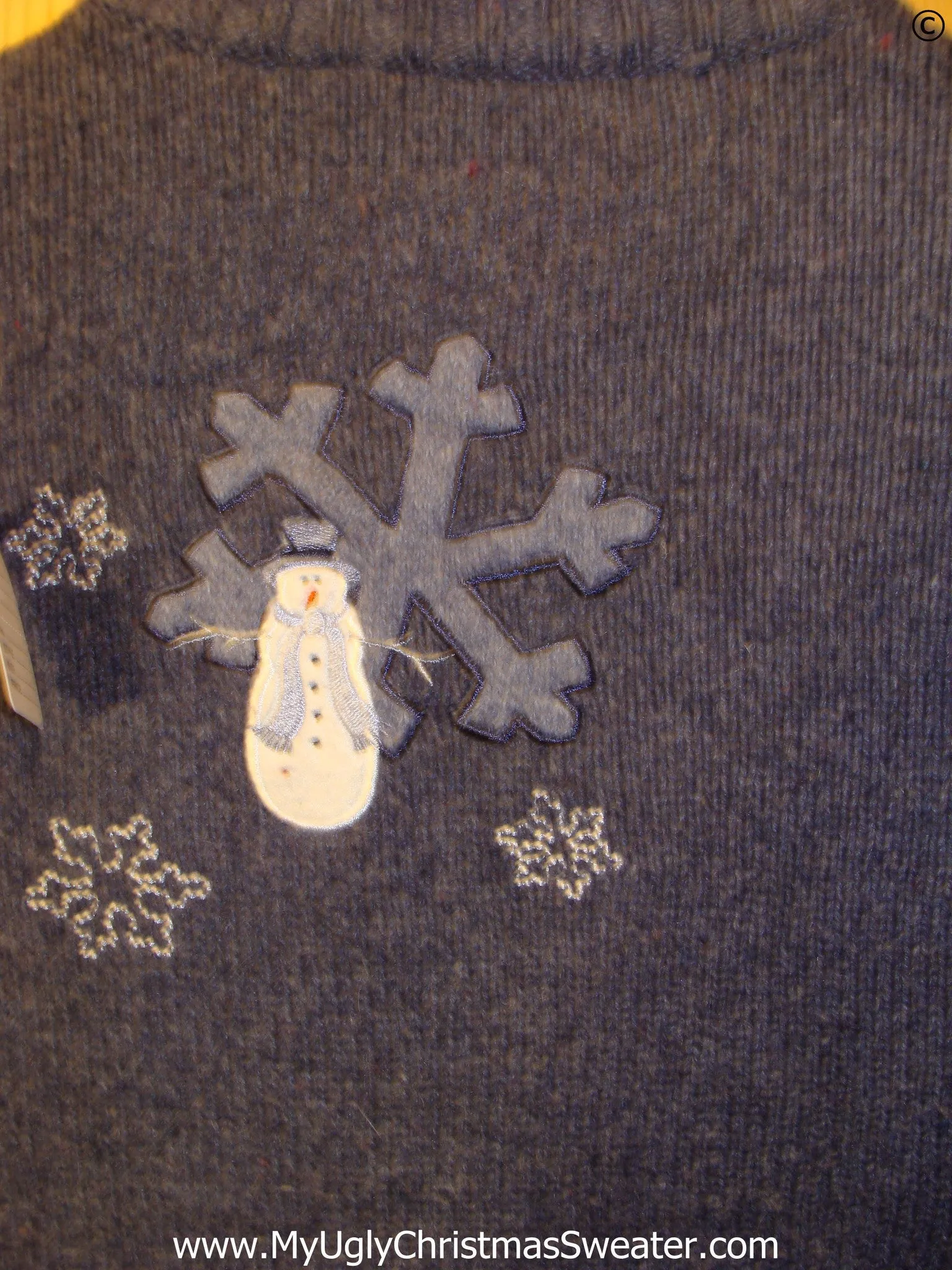 2sided Blue Christmas Sweater with Snowmen