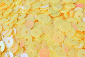 3/4/6mm Butter Yellow Iridescent Flat Sequins Round Sequins/Loose Paillettes/Wholesale Sequins Multi-Color, Loose Sequin Apparel,Shoe Decor