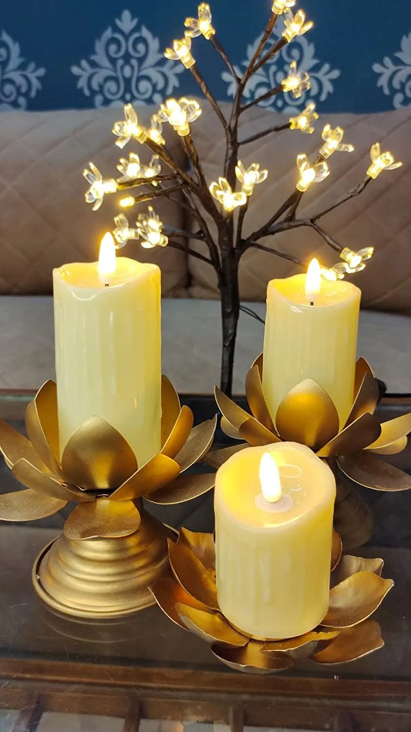 Adorazone Flameless LED Tealight Candles Battery Operated Warm Light for Diwali, Christmas, Home Decoration (Set of 3) (Large)