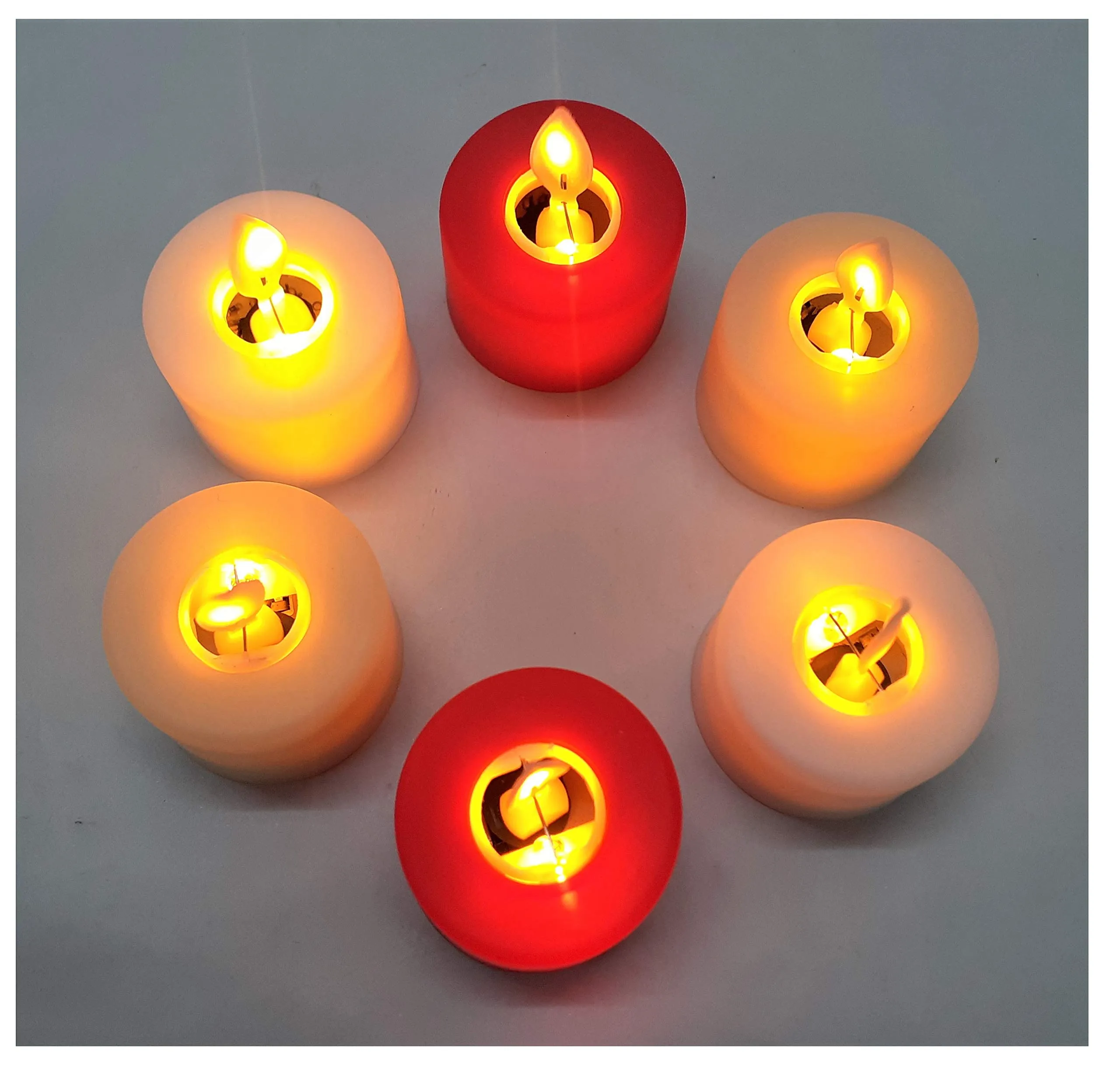 AFTERSTITCH Decorative real wax style LED dancing candles Lights diya for home decoration (Batteries Included) Pack of 6