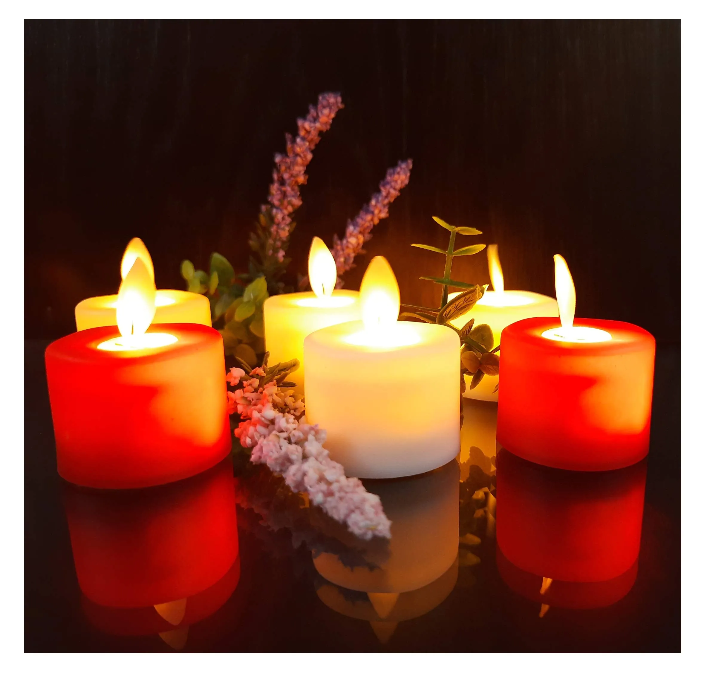 AFTERSTITCH Decorative real wax style LED dancing candles Lights diya for home decoration (Batteries Included) Pack of 6