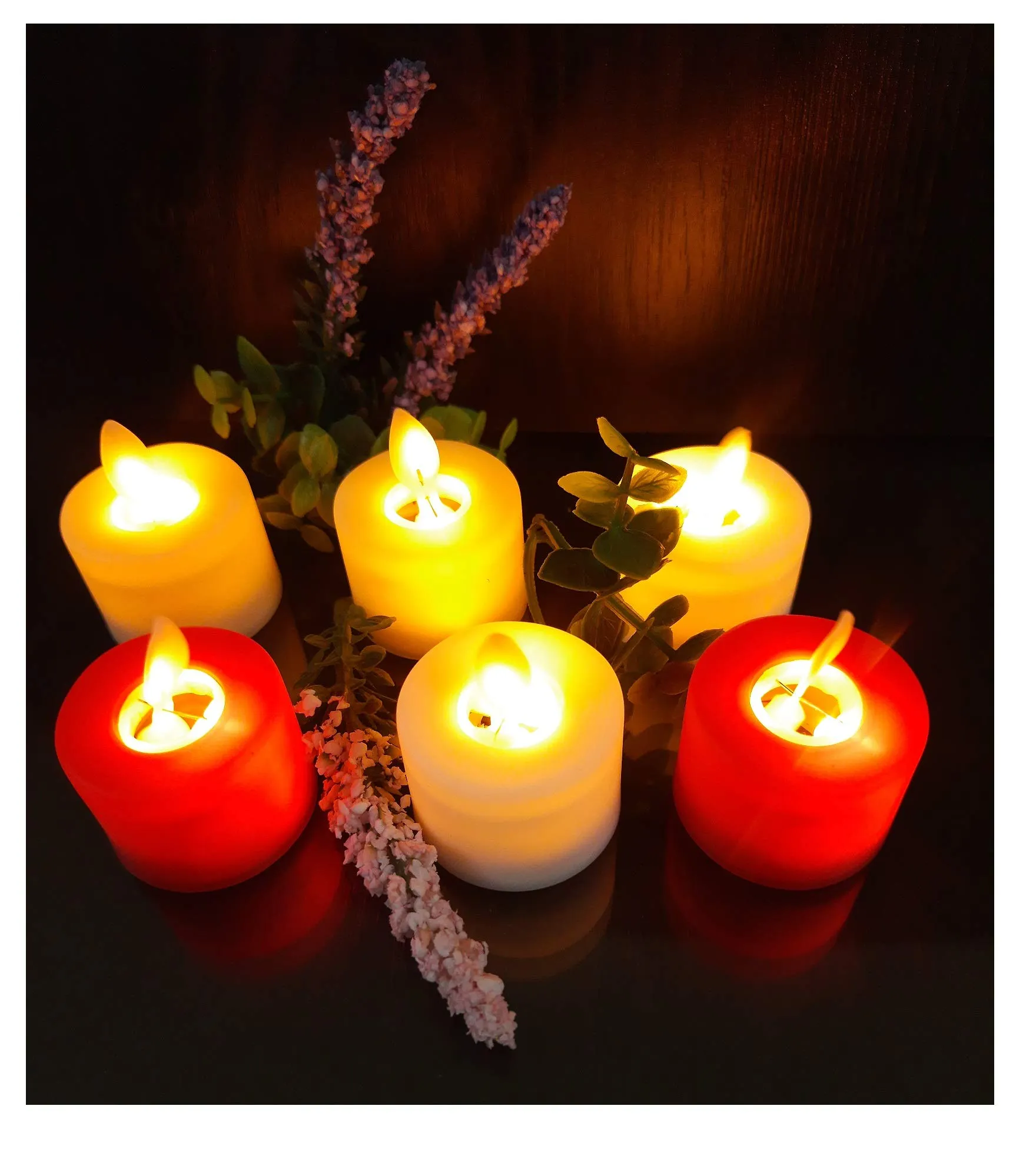 AFTERSTITCH Decorative real wax style LED dancing candles Lights diya for home decoration (Batteries Included) Pack of 6