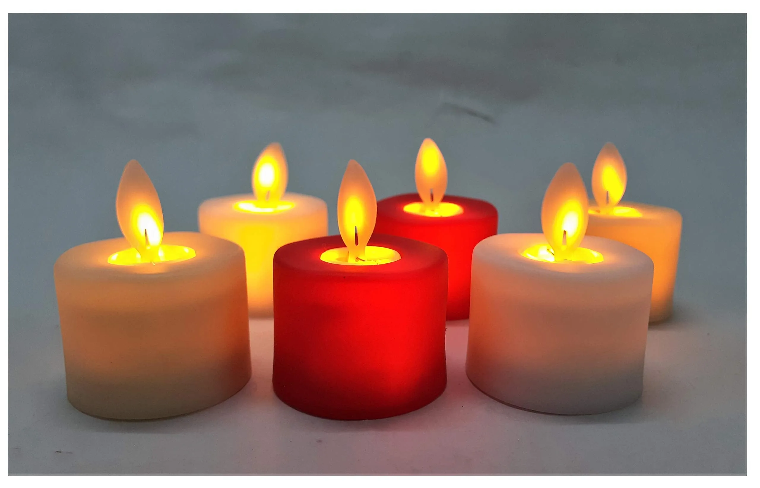 AFTERSTITCH Decorative real wax style LED dancing candles Lights diya for home decoration (Batteries Included) Pack of 6