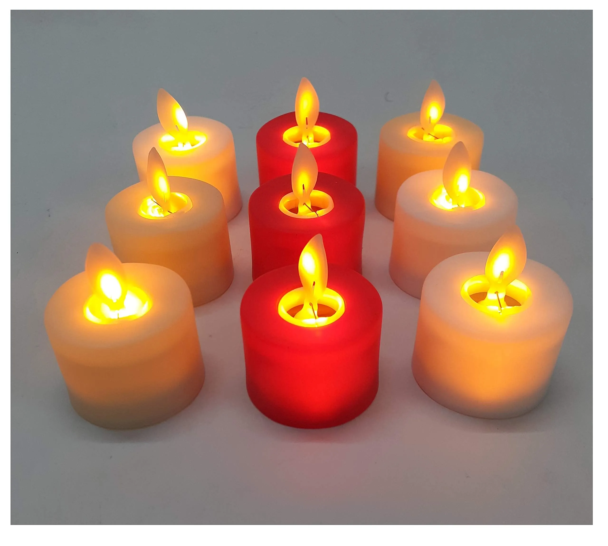 AFTERSTITCH Decorative real wax style LED dancing candles Lights diya for home decoration (Batteries Included) Pack of 6