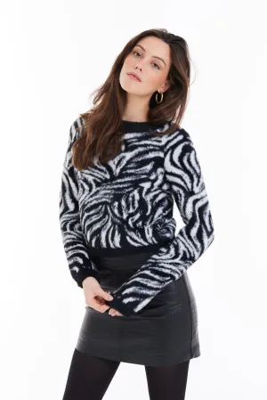 ALL Romi Sweater in Black & White Zebra