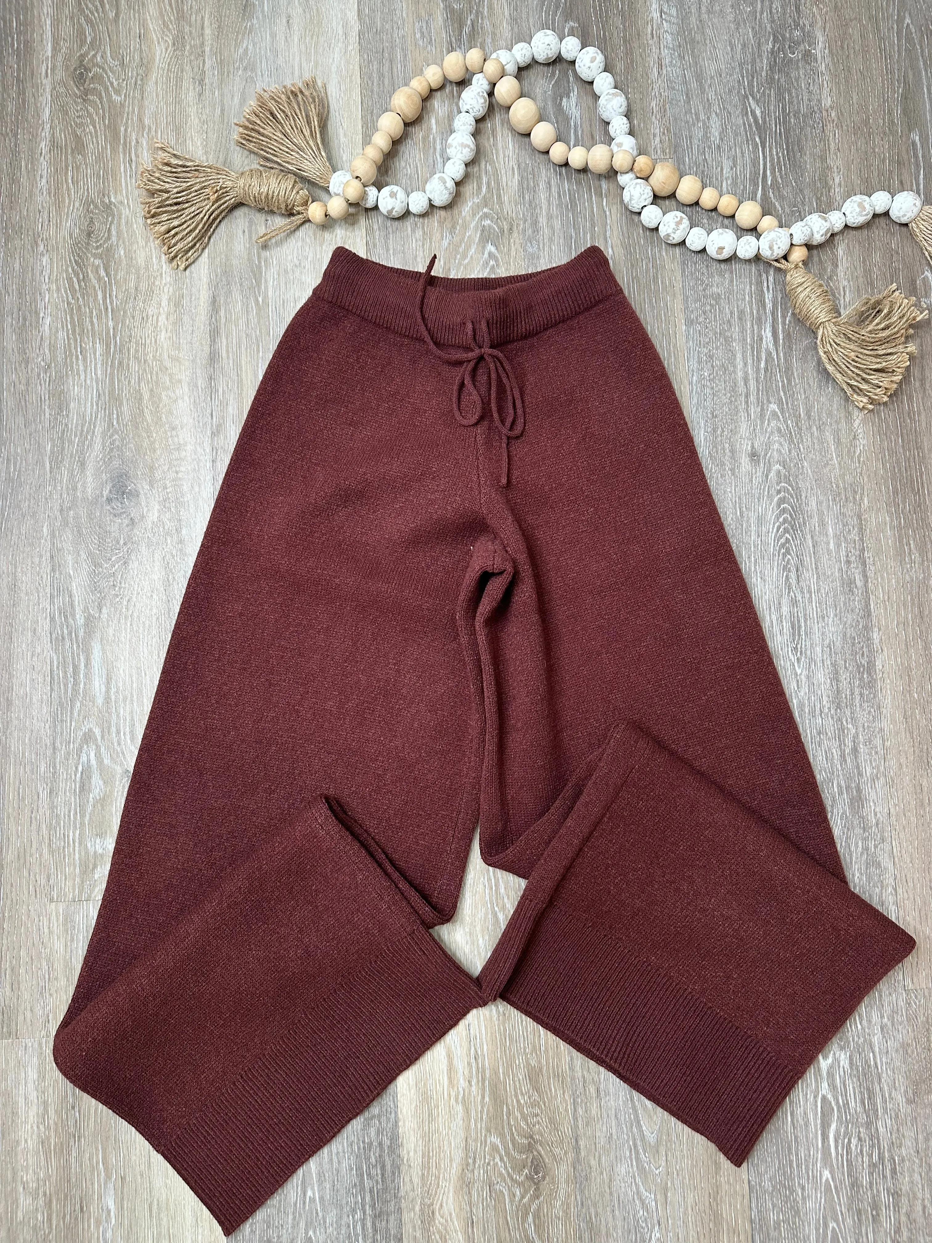 AME CLOVER KNIT WIDE LEG PANTS