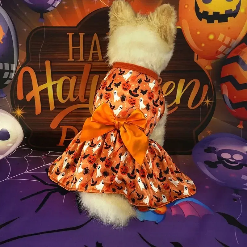 Anniepaw Halloween Pumpkin Dog Dress: Funny Costume Apparel for Chihuahua Yorkie and Small Dogs Pet Supplies