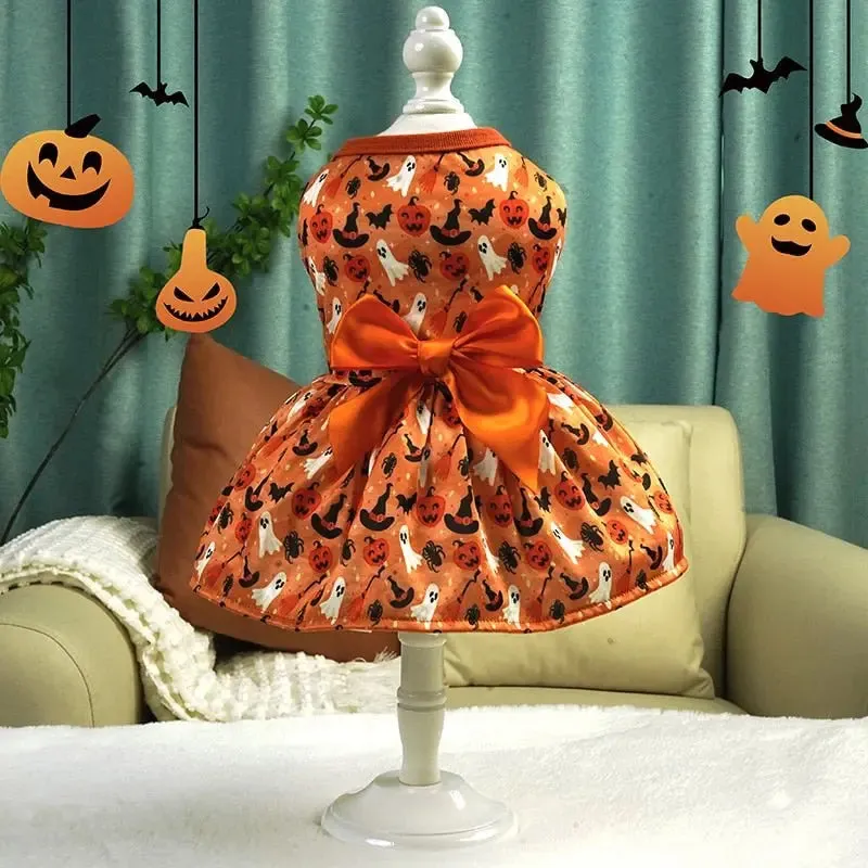 Anniepaw Halloween Pumpkin Dog Dress: Funny Costume Apparel for Chihuahua Yorkie and Small Dogs Pet Supplies