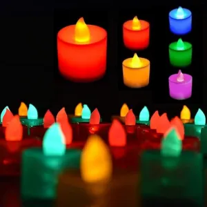 B S NATURAL Flameless Candles LED Heart Shape Tea Light Candles Multi Color Electrical Diya Candles Battery Operated Fake Candles for Gift/(Pack of 12)_02