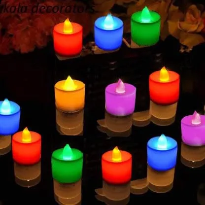 B S NATURAL Flameless Candles LED Heart Shape Tea Light Candles Multi Color Electrical Diya Candles Battery Operated Fake Candles for Gift/(Pack of 12)_02