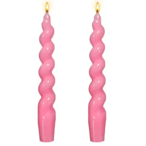 Berkebun pIink Spiral Taper Candle H7.5inch -Set of 2 Tapered Candles, Dripless and Smokeless,Long Candle,Tall Candlesticks, Home Dinner, Party, Wedding, Halloween, Churches,Christmas (20cm, Pink)