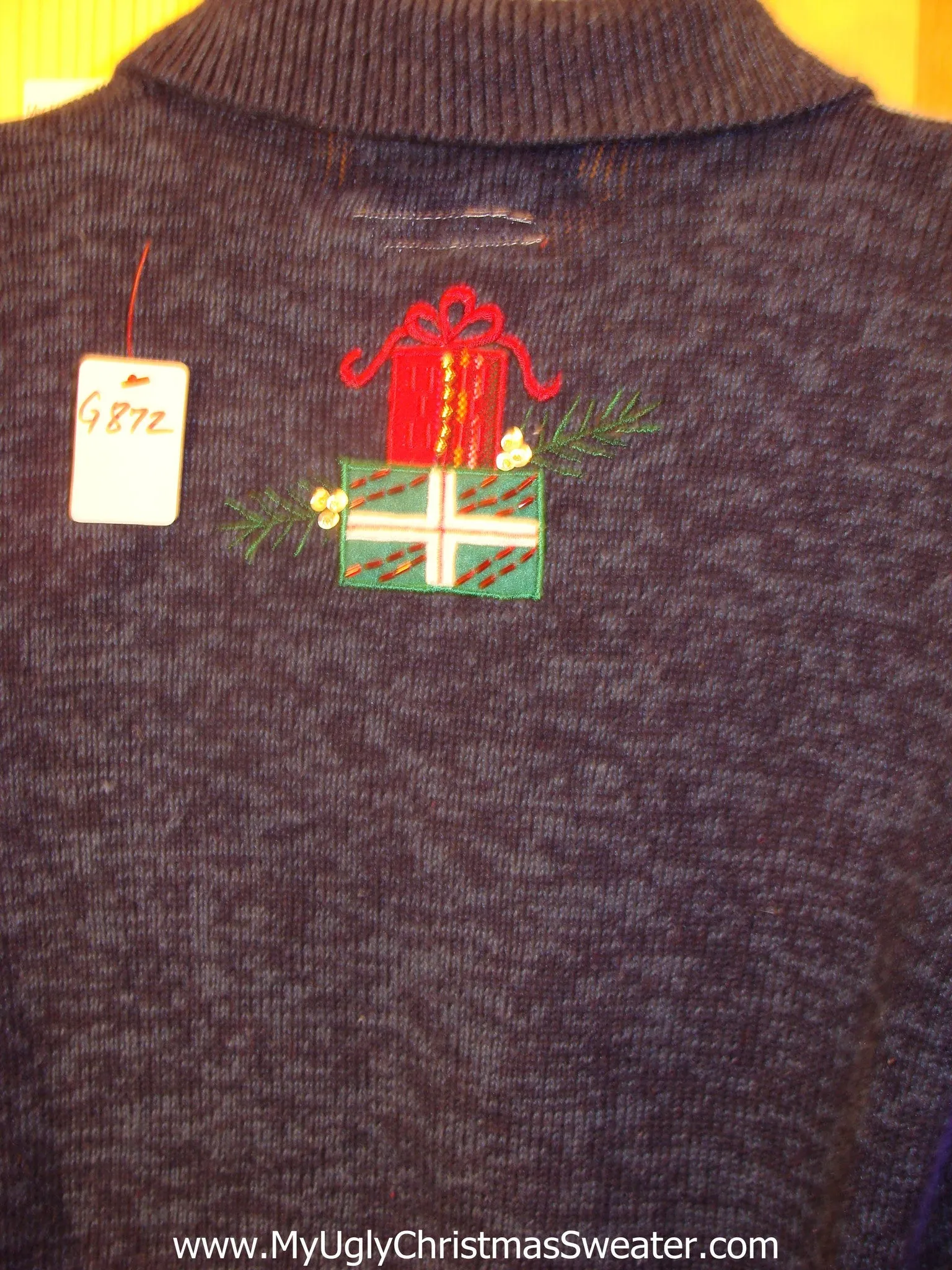 Blue Light Up Ugly Xmas Sweater Cardinal, Stockings, Poinsettia