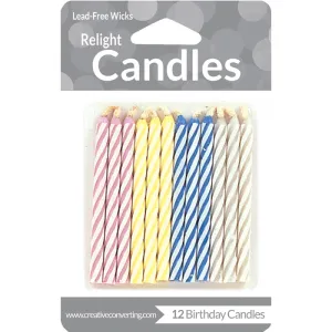 Bulk Striped Magic Relight Candles (144 per Case)