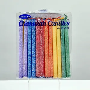 Chanukah Candles, Premium, Handcrafted,frosted Multi,45/giftbox