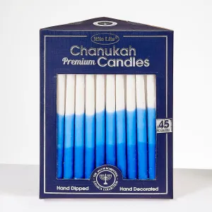 Chanukah Candles,premium,handdipped,blu/whit Tricolor,45/gift Box