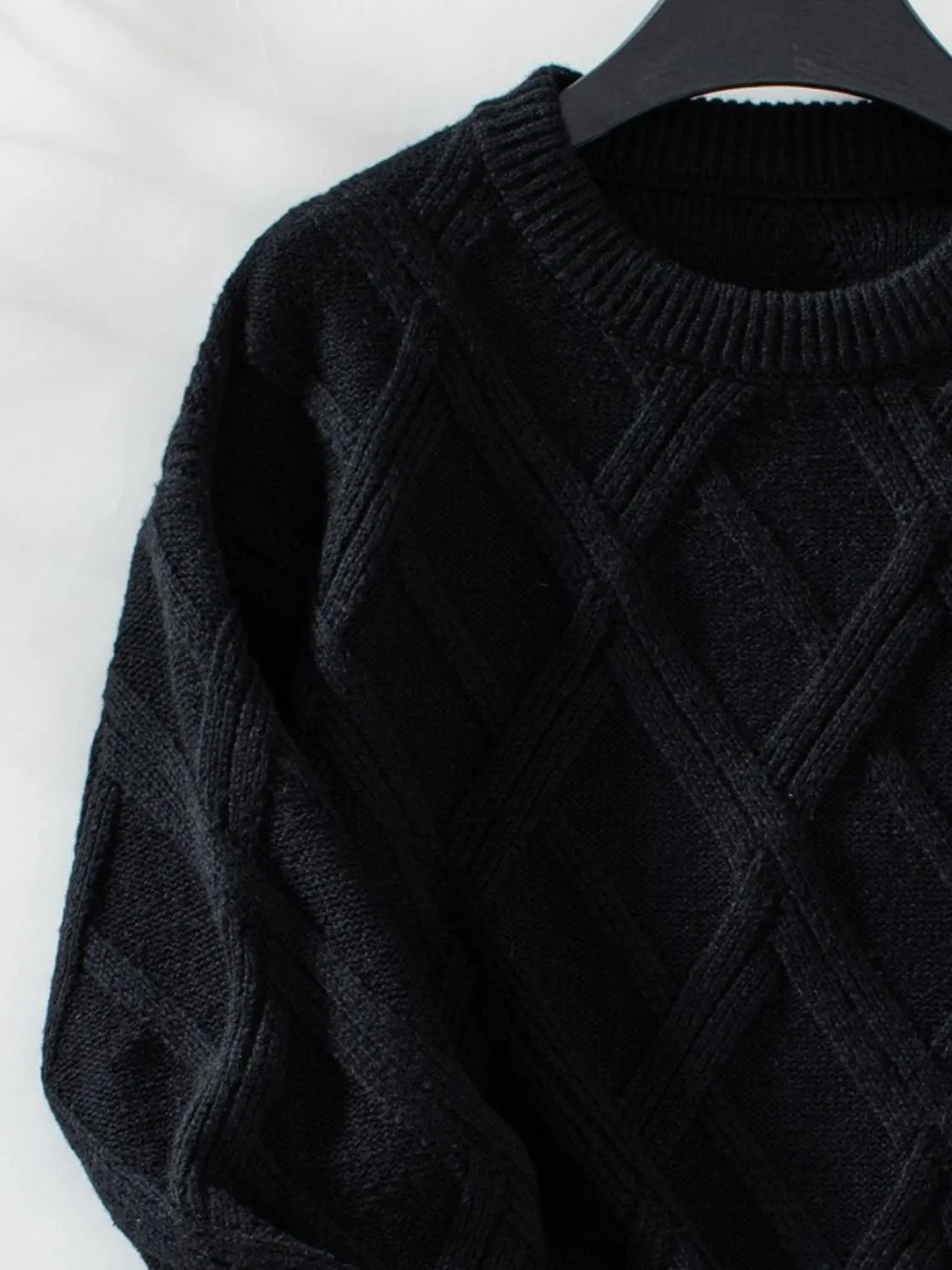 Chic Geometry: Cozy Round Neck Sweater