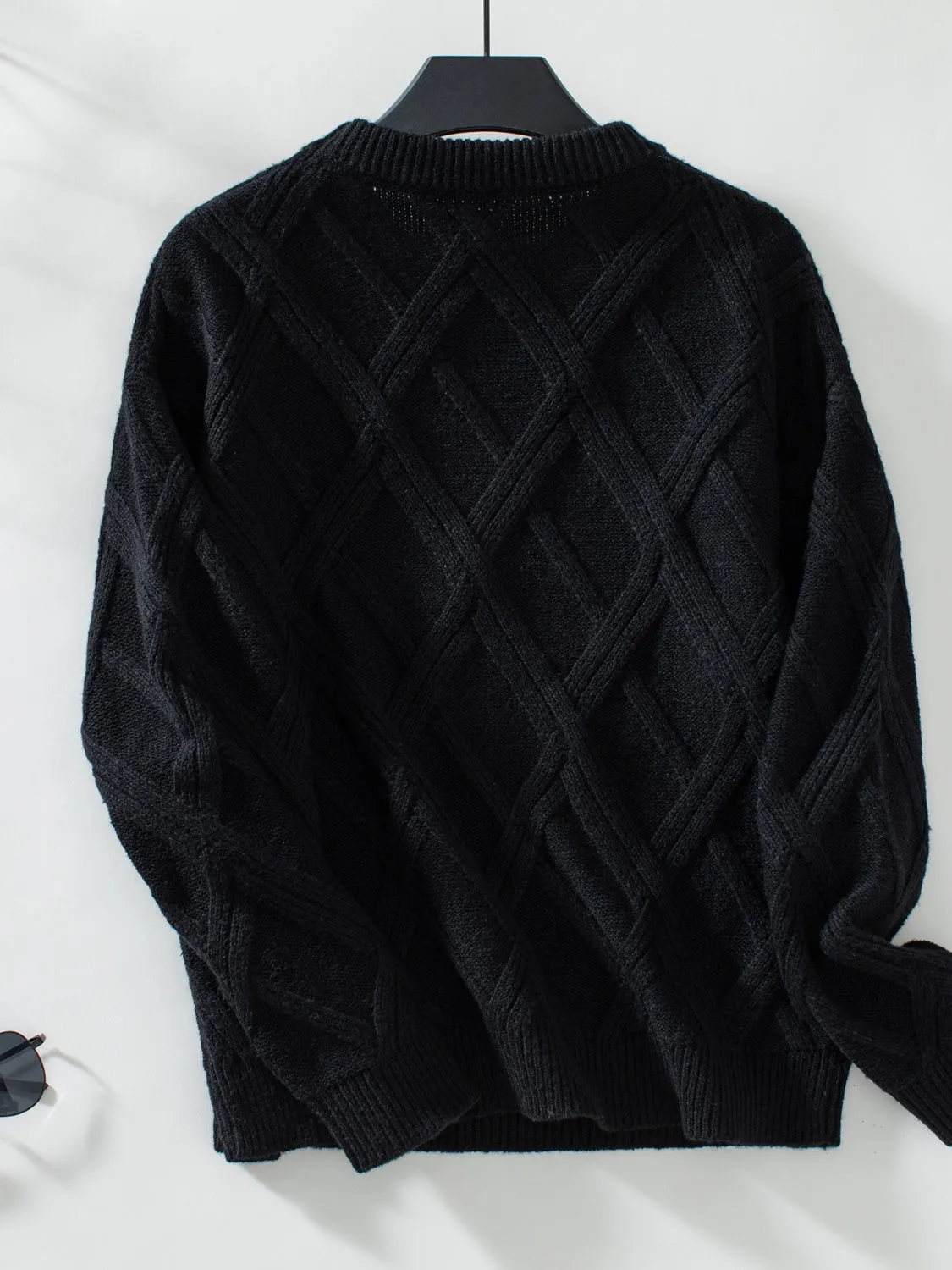 Chic Geometry: Cozy Round Neck Sweater