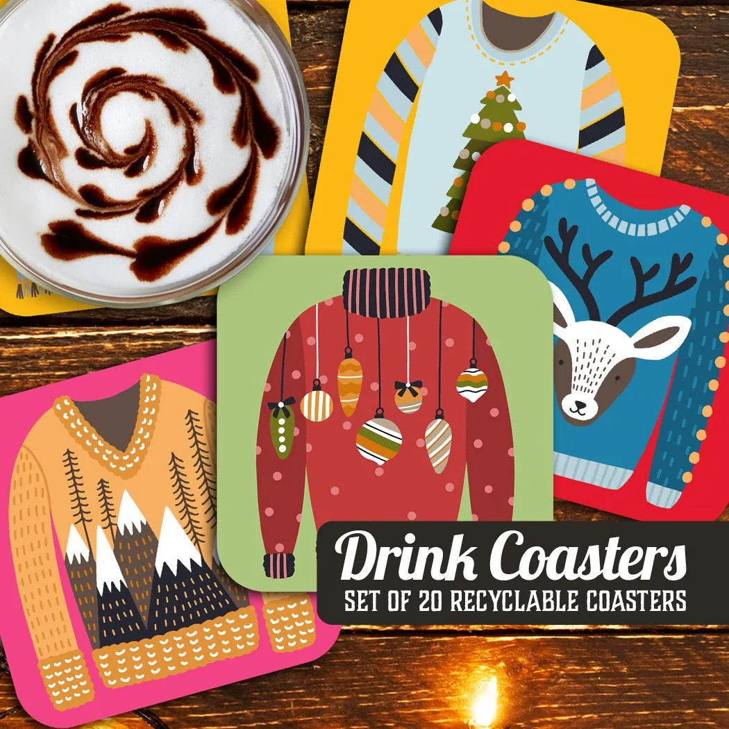 Christmas Sweaters Holiday Paper Coaster Set