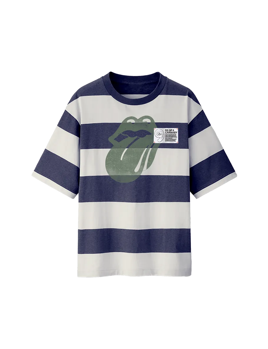 Classic Tongue Wide Blue Stripe T-Shirt