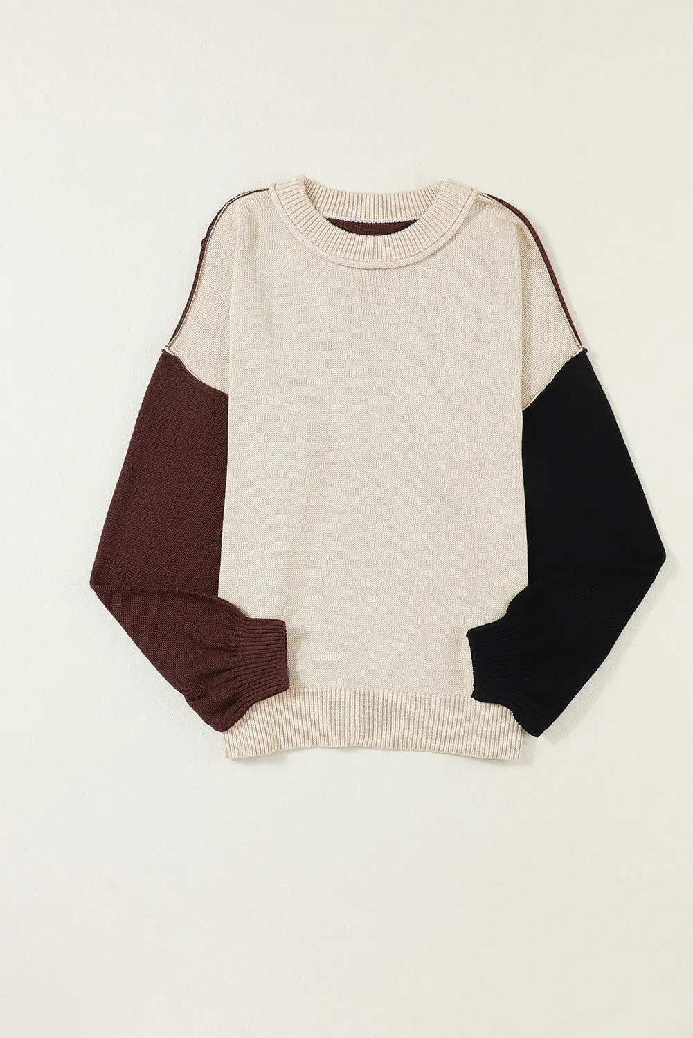 Color my Cozy Color Block Sweater Green