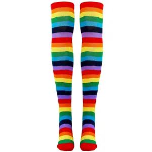 Colorful Rainbow Striped Socks - Over The Knee Clown Striped Costume Accessories Thigh High Stockings for Men, Women and Kids