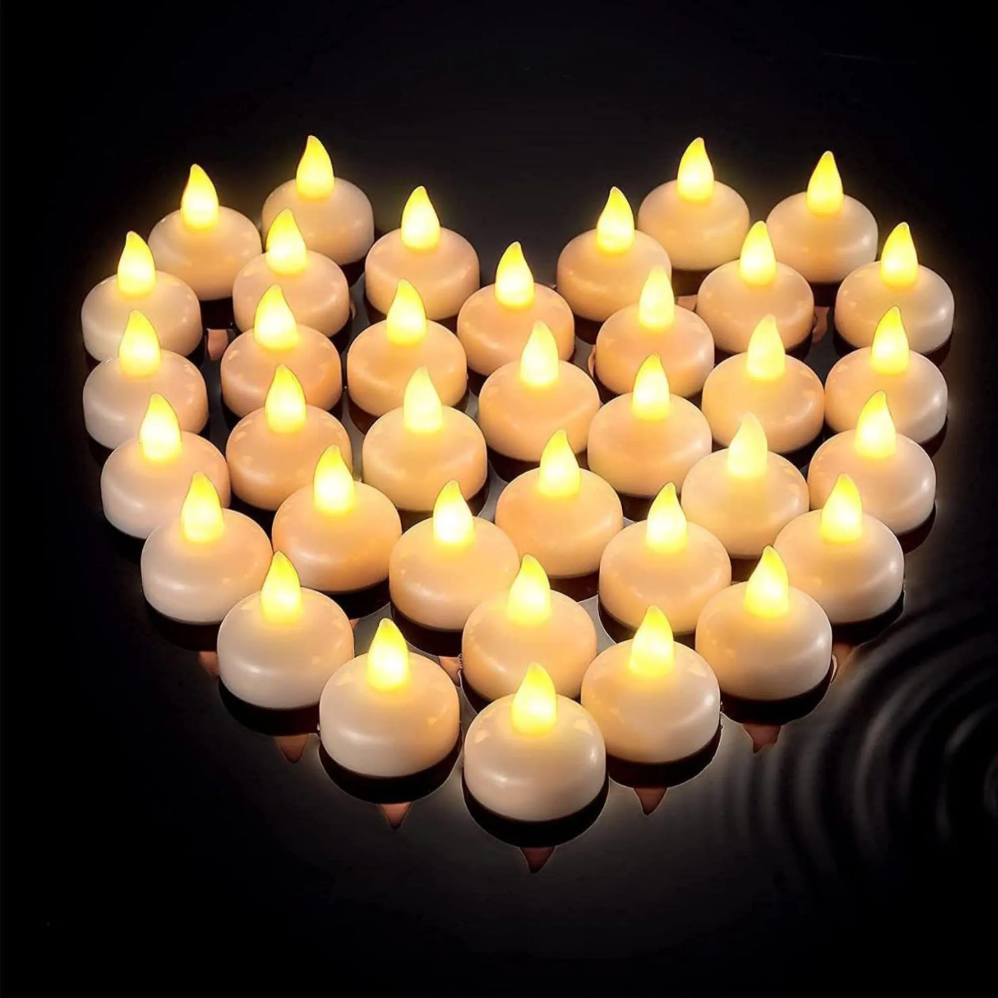 CRAFTINKY LED Tea Light Flameless & Smokeless Battery Operated Melting Candle Perfect for Home Decoration Set Gifts|Room|Birthday|Christmas|Diwali|Navratri|White|Yellow Light (Set of 12)