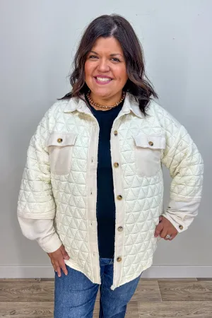 Cream Quilted Shacket Jacket