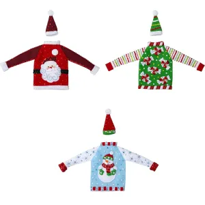 DIY Bucilla Holiday Sweaters Christmas Bottle Covers Felt Craft Kit