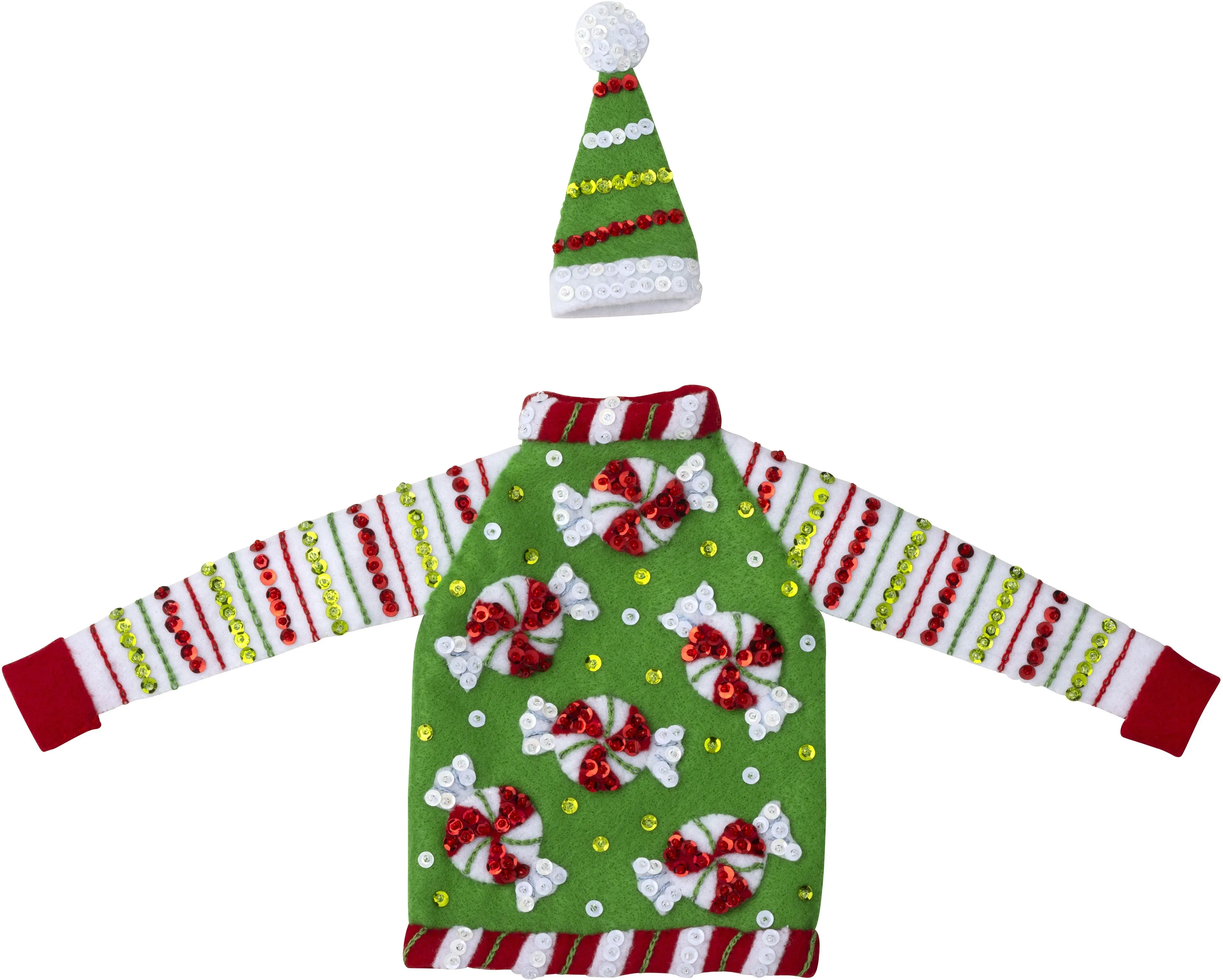 DIY Bucilla Holiday Sweaters Christmas Bottle Covers Felt Craft Kit