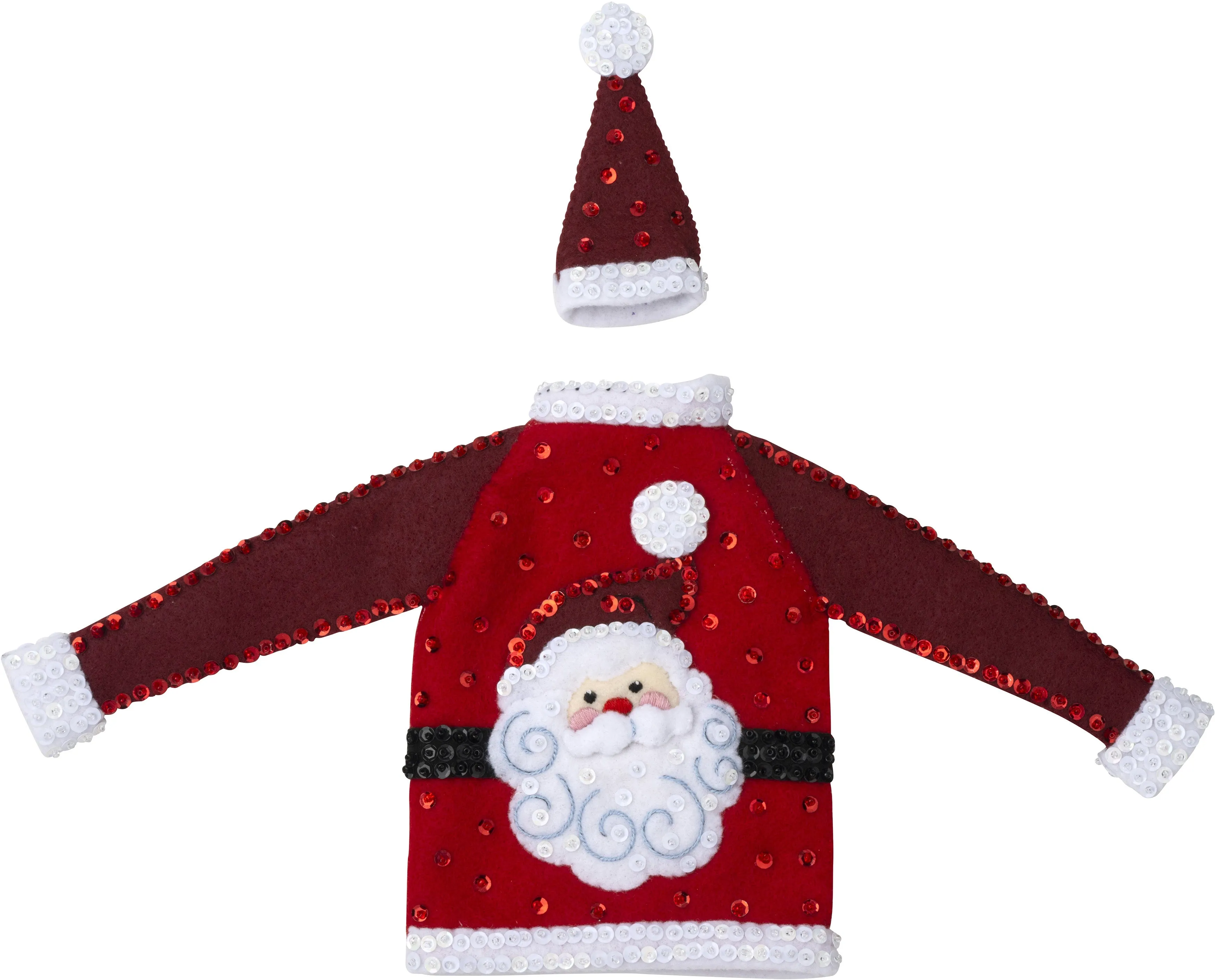 DIY Bucilla Holiday Sweaters Christmas Bottle Covers Felt Craft Kit