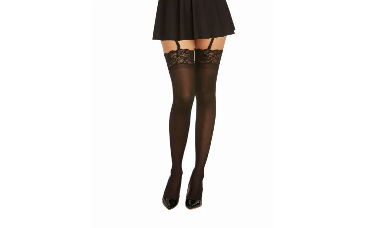 Dreamgirl Thigh High Sheer Lace Stockings Black