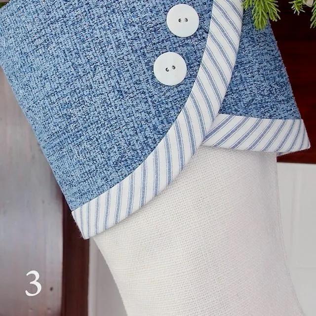 Family Christmas Stockings in Blue and White for Christmas and Chrismukkah Celebrations