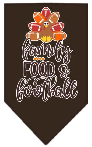 Family, Food, And Football Screen Print Bandana Cocoa Large