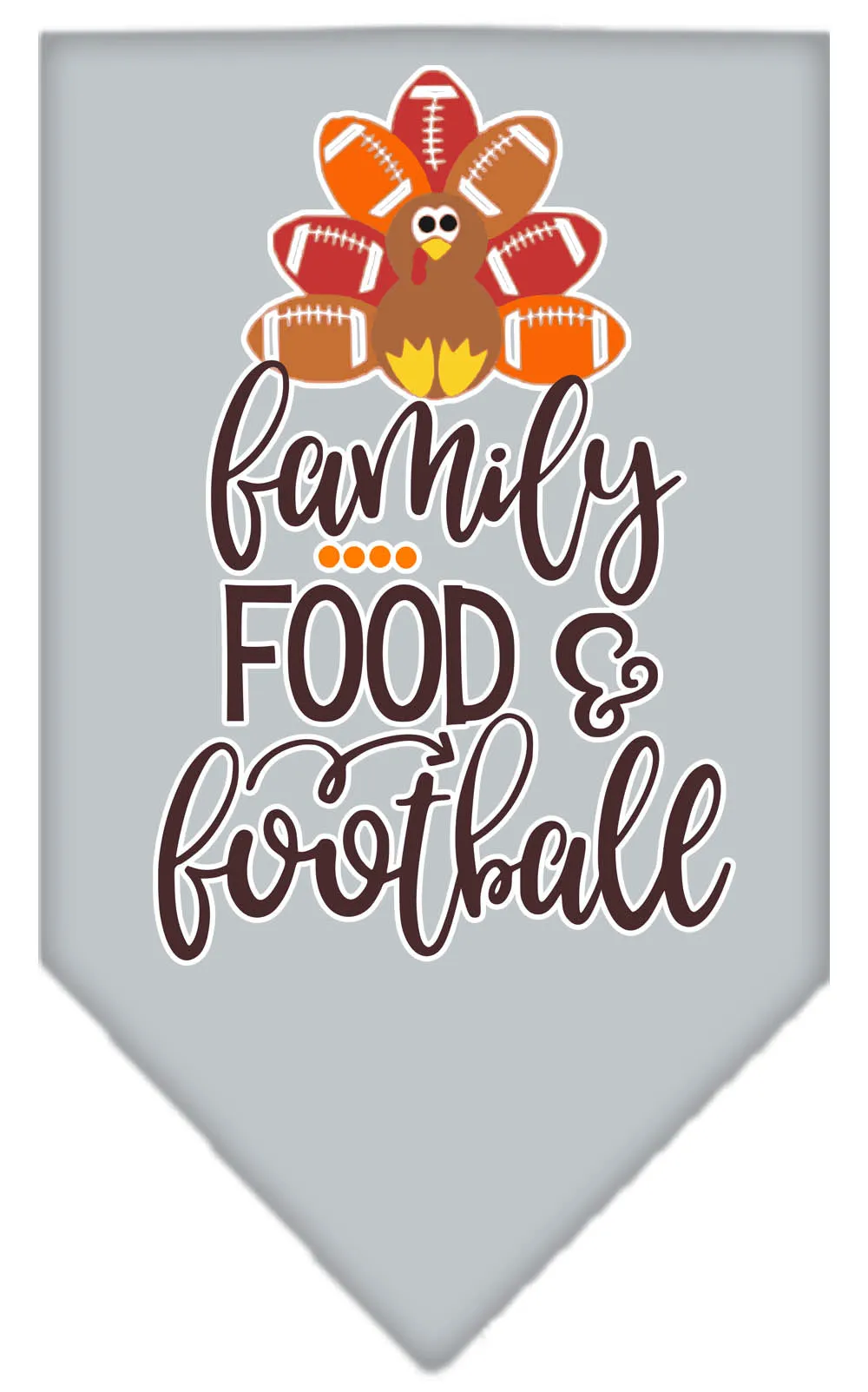 Family, Food, And Football Screen Print Bandana Grey Small