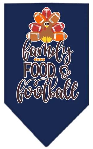 Family, Food, And Football Screen Print Bandana Navy Blue Large