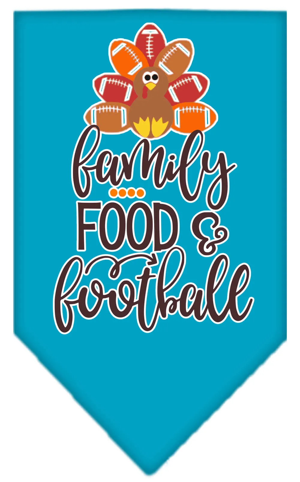 Family, Food, And Football Screen Print Bandana Turquoise Small