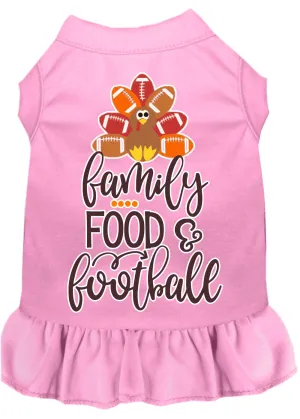 Family, Food, And Football Screen Print Dog Dress Light Pink Sm