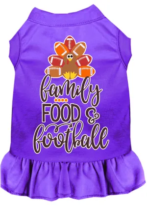 Family, Food, And Football Screen Print Dog Dress Purple Lg