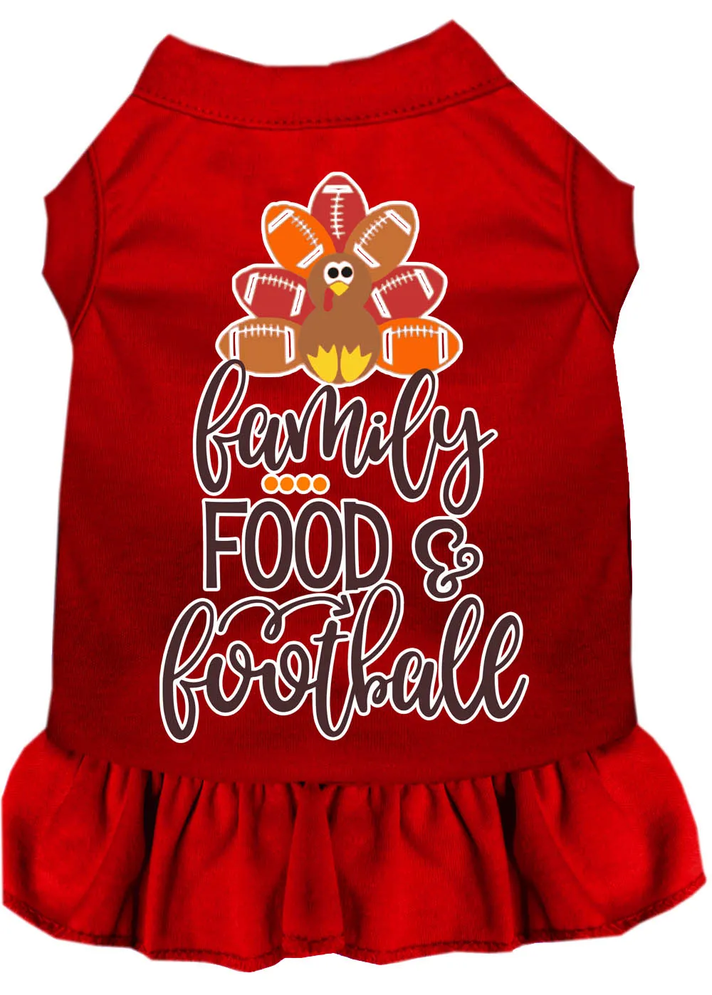 Family, Food, And Football Screen Print Dog Dress Red 4x