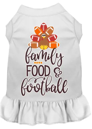 Family, Food, And Football Screen Print Dog Dress White 4x