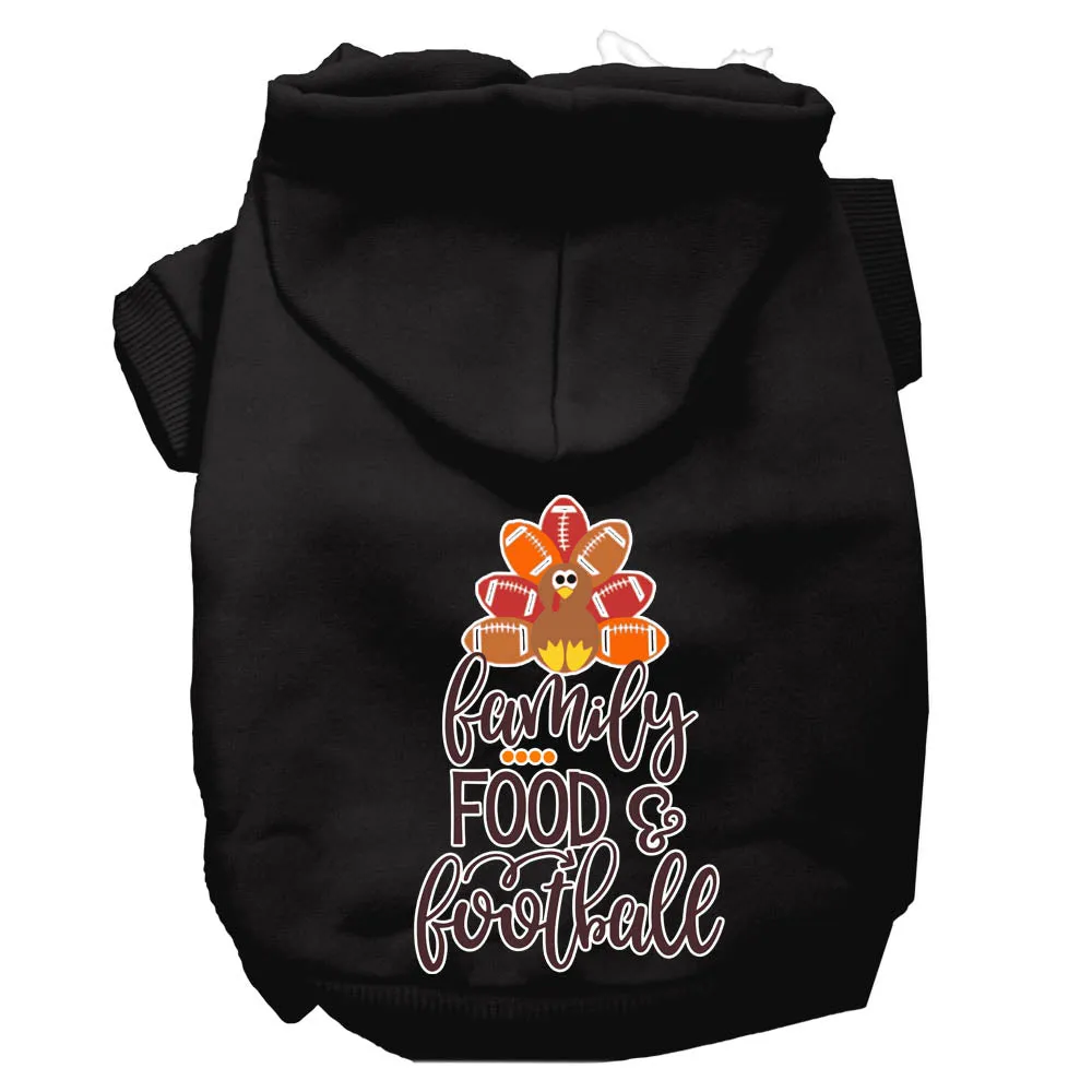 Family, Food, And Football Screen Print Dog Hoodie Black M