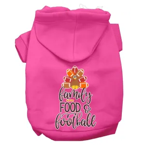 Family, Food, And Football Screen Print Dog Hoodie Bright Pink S