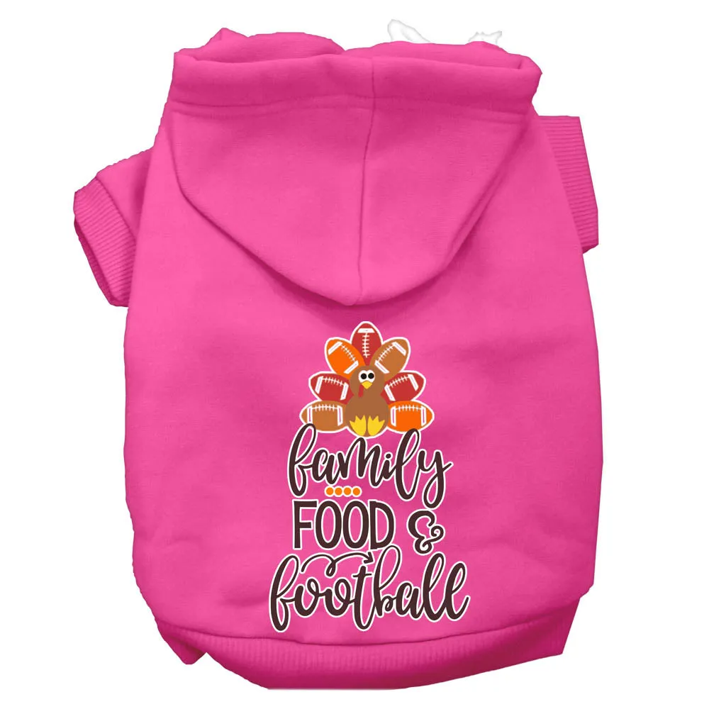 Family, Food, And Football Screen Print Dog Hoodie Bright Pink Xxl