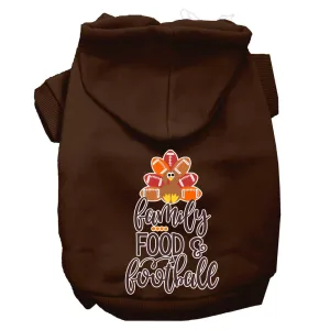 Family, Food, And Football Screen Print Dog Hoodie Brown M